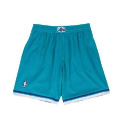 Swingman Szorty Charlotte Hornets. Niebieskie szorty Mitchell & Ness, bez wzorów, sportowe. Za 397.50 zł.