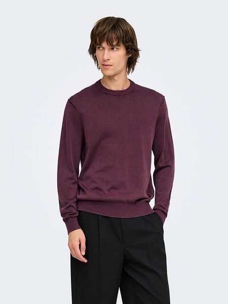 ONLY & SONS Sweter w kolorze fioletowym rozmiar: L. Różowe swetry nierozpinane Only & Sons, l, bez wzorów, z bawełny, bez kołnierzyka, bez ramiączek. Za 129.95 zł.