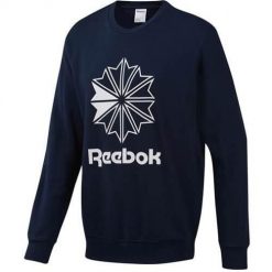Bluza sportowa męska Reebok AC FT Big Starcrest. Niebieskie bluzy bez kaptura Reebok, m, bez wzorów, z materiału, bez kaptura. Za 261.70 zł.