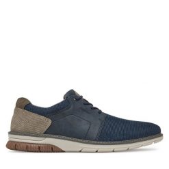 Półbuty Rieker. Niebieskie eleganckie półbuty Rieker, bez wzorów, bez obcasa, bez zapięcia. Za 359.99 zł.