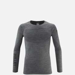 Koszulka termoaktywna męska merino MILLET Drynamic Warm Ls Tee M. Szare bielizna termoaktywna Millet, na zimę, l, bez wzorów, z dzianiny, bez ramiączek, trekkingowe. Za 259.00 zł.