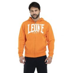 Bluza z bawełna z kaptur na co dzień na siłownię. Brązowe bluzy LEONE 1947 APPAREL, bez wzorów, z bawełny, bez kaptura. W wyprzedaży za 149.08 zł.