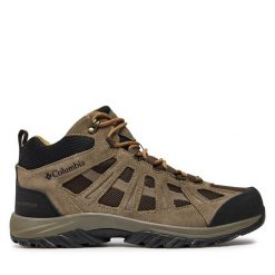 Trekkingi Columbia. Brązowe botki sznurowane Columbia, bez wzorów, bez obcasa, bez zapięcia. Za 299.99 zł.