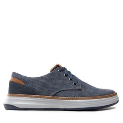 Półbuty Skechers. Niebieskie eleganckie półbuty Skechers, bez wzorów, bez obcasa, bez zapięcia. Za 259.99 zł.