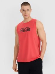 4F Tank top regular męski - czerwony S. Czerwone bezrękawniki 4F, m, bez wzorów, z bawełny, bez kołnierzyka, bez ramiączek. Za 59.99 zł.