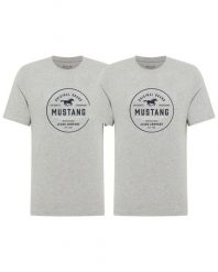 2 - PAK T-Shirt Mustang Style Alex Mid Grey Mélange 1017334 4140. Szare t-shirty Mustang, m, bez wzorów, z bawełny, bez kołnierzyka, bez ramiączek. W wyprzedaży za 99.99 zł.