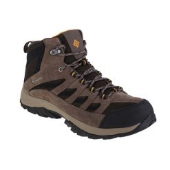 Buty trekkingowe męskie Columbia Crestwood Mid Waterproof. Brązowe buty trekkingowe Columbia, bez wzorów, z gumy, bez zapięcia. Za 299.99 zł.