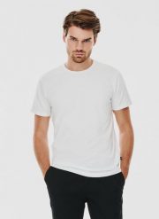 PAKO LORENTE – Biały gładki T-shirt Basic. Białe t-shirty Pako Lorente, m, bez wzorów, z bawełny, bez kołnierzyka, bez ramiączek. Za 99.99 zł.