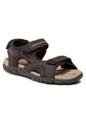 Sandały GEOX U SANDAL STRADA D Brązowy. Brązowe sandały Geox, z materiału, bez zapięcia. Za 448.35 zł.