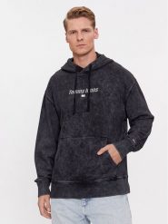 Tommy Jeans Bluza Washed Linear DM0DM17787 Czarny Relaxed Fit. Czarne bluzy Tommy Jeans, m, bez wzorów, z bawełny, bez kaptura. Za 399.99 zł.