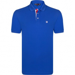 Koszulka polo w kolorze niebieskim. Niebieskie koszulki polo sportowe marki Giorgio Di Mare, z haftami, z bawełny, polo. W wyprzedaży za 108.95 zł.