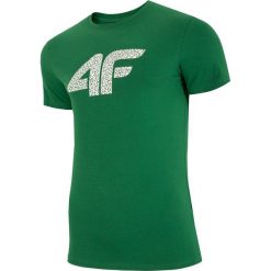 T-shirt męski TSM020 - zielony melanż. Zielone t-shirty 4F, m, bez wzorów, z bawełny, bez kołnierzyka, bez ramiączek. W wyprzedaży za 39.99 zł.