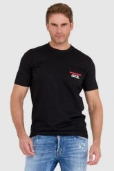 DSQUARED2 Czarny t-shit męski z kieszonką, Rozmiar S. Czarne t-shirty Dsquared2, l, bez wzorów, bez kołnierzyka, bez ramiączek. W wyprzedaży za 599.99 zł.