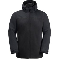 Kurtka w góry męska Jack Wolfskin Taubenberg. Czarne kurtki Jack Wolfskin, l, bez wzorów, z materiału, z kapturem. Za 865.90 zł.