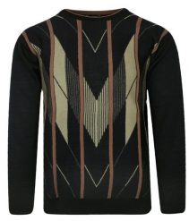Sweter Czarny, Wzór Geometryczny, Okrągły Dekolt (U-neck), Męski - MAX SHELDON. Czarne swetry rozpinane Max Sheldon, l, bez wzorów, z bawełny, bez kołnierzyka, bez ramiączek. Za 169.00 zł.