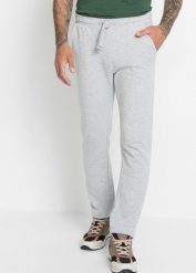 Spodnie sportowe. Czarne spodnie treningowe długie bonprix, l, bez wzorów, z dresówki. Za 82.99 zł.