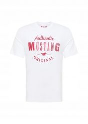 Męski T-Shirt Mustang Style Alex C Print General White 1012988 2045. Białe t-shirty Mustang, l, bez wzorów, bez kołnierzyka, bez ramiączek. Za 79.99 zł.