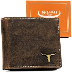 Portfel męski Buffalo Wild RM-01-BAW brązowa. Brązowe portfele BUFFALO WILD, bez wzorów, ze skóry. Za 57.99 zł.