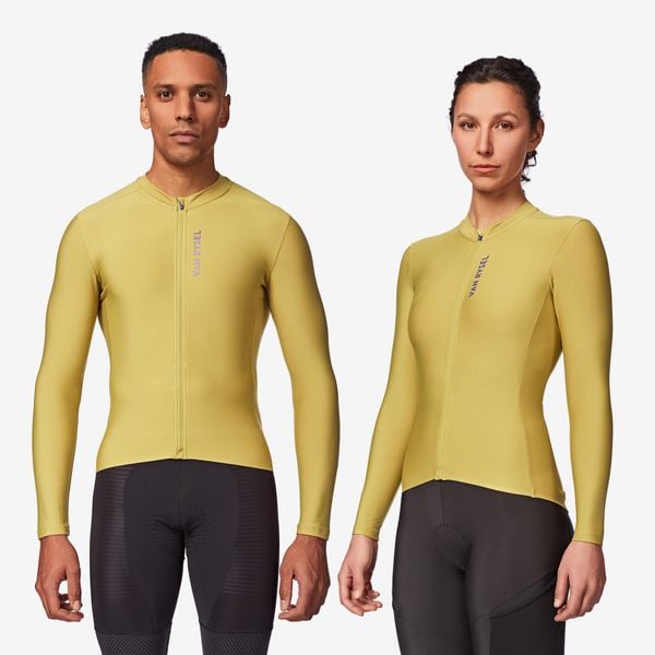 Koszulka rowerowa szosowa Van Rysel RCR 2 długi rękaw. Zielone bluzy VAN RYSEL, m, bez wzorów, z elastanu, bez kaptura. Za 269.99 zł.