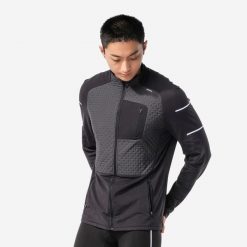 Bluza do biegania męska Kiprun Run 900 Warm ocieplana. Czarne bluzy KIPRUN, na zimę, m, bez wzorów, z meshu, bez kaptura. Za 179.99 zł.