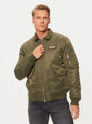 SCHOTT N.Y.C. Kurtka bomber 210100RS Zielony Regular Fit. Zielone kurtki SCHOTT N.Y.C., m, bez wzorów, z syntetyku, bez kaptura. Za 549.99 zł.