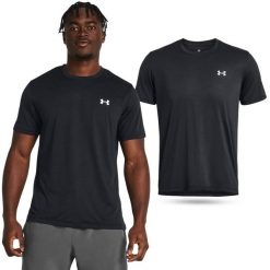 Koszulka fitness męska UNDER ARMOUR 1382582 z krótkim rękawem. Czarne t-shirty sportowe Under Armour, bez wzorów, bez ramiączek, na fitness i siłownię. Za 104.36 zł.