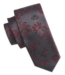 Elegancki i Modny Męski Krawat - Angelo di Monti - Grafitowy w Duże Kwiaty. Szare krawaty i muchy Angelo di Monti, bez wzorów, z tkaniny. Za 45.00 zł.