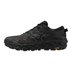 Buty trailowe Mizuno Wave Mujin LS GTX. Czarne buty do biegania Mizuno, bez wzorów, bez zapięcia, do biegania, mizuno wave. Za 749.99 zł.