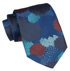 Klasyczny Krawat Męski - ALTIES - Kolorowy w Kwiaty. Krawaty i muchy Alties, bez wzorów, z tkaniny. Za 49.00 zł.