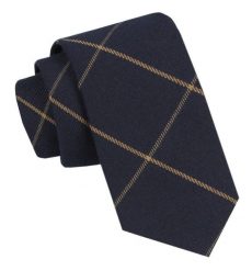 Wełniany Krawat - Alties - Granatowy, Geometryczny Wzór. Niebieskie krawaty i muchy Alties, bez wzorów, z bawełny. Za 55.00 zł.