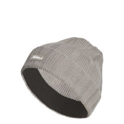Czapka typu beanie z prążkowanej dzianiny. Brązowe czapki zimowe Adidas, bez wzorów, z dzianiny. Za 129.00 zł.