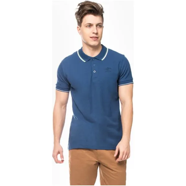 Umbro Polo Diego M , granatowy, rozmiar XXL. Niebieskie koszulki polo sportowe Umbro, m, bez wzorów, z bawełny, bez kołnierzyka, bez ramiączek. W wyprzedaży za 79.99 zł.
