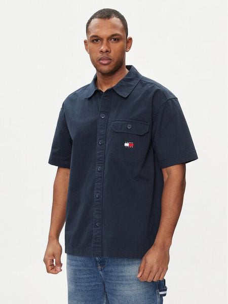 Tommy Jeans Koszula Essential DM0DM18969 Granatowy Regular Fit. Niebieskie koszule Tommy Jeans, m, bez wzorów, z bawełny, bez kołnierzyka, bez ramiączek. Za 189.99 zł.