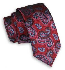 Czerwony Elegancki Męski Krawat -ALTIES- 6 cm, Klasyczny, Wzór Paisley, Łezki. Czerwone krawaty i muchy Alties, bez wzorów, z tkaniny. Za 49.00 zł.