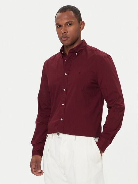 Tommy Hilfiger Koszula MW0MW37550 Bordowy Regular Fit. Czerwone koszule Tommy Hilfiger, m, bez wzorów, z bawełny, bez kołnierzyka, bez ramiączek. Za 314.99 zł.