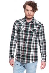 WRANGLER LS WESTERN SHIRT MĘSKA KOSZULA W KRATĘ DŁUGI RĘKAW PINE W5A07BG01 112129929. Zielone koszule Wrangler, l, bez wzorów, bez kołnierzyka, bez ramiączek. Za 139.99 zł.