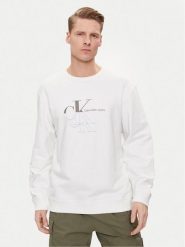 Calvin Klein Jeans Bluza Monogram Echo J30J325516 Biały Regular Fit. Białe bluzy Calvin Klein Jeans, m, bez wzorów, z bawełny, bez kaptura. Za 429.99 zł.