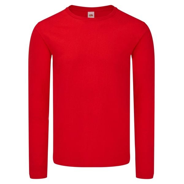 Męska Koszulka Z Długim Rękawem Iconic 150 Classic. Czerwone bluzki z długim rękawem Fruit of the Loom, m, bez wzorów, bez kołnierzyka, bez ramiączek. Za 46.99 zł.