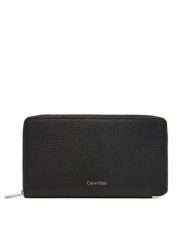 Calvin Klein Portfel Foil Emboss Long Zip Fold LV04D1107G Czarny. Czarne portfele CALVIN KLEIN, bez wzorów, ze skóry. Za 369.99 zł.