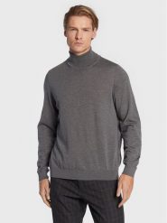 Boss Golf Musso-P 50468262 Szary Slim Fit. Szare golfy Boss, m, bez wzorów, z wełny, bez kołnierzyka, bez ramiączek. Za 399.99 zł.