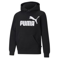 Młodzieżowa bluza z kapturem z dużym logo Essentials PUMA Black. Biała bluzy z kapturem Puma, m, bez wzorów, z kapturem. W wyprzedaży za 167.10 zł.