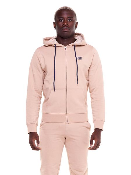 Dres męski z kapturem w odcieniach ziemi. Brązowe komplety dresowe LEONE 1947 APPAREL, m, bez wzorów, z bawełny, bez ramiączek. Za 168.36 zł.