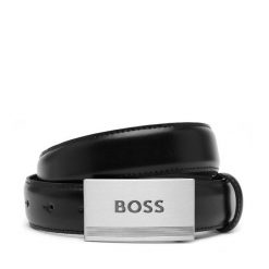 Pasek BOSS. Czarne paski Boss, bez wzorów. Za 289.99 zł.