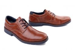 Rieker 13900-24 brown, półbuty męskie. Brązowe eleganckie półbuty Rieker, bez wzorów, ze skóry ekologicznej, bez obcasa, bez zapięcia. Za 369.90 zł.