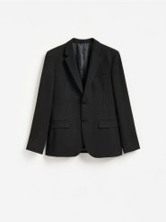 Marynarka slim fit z domieszką wiskozy - czarny. Czarne garnitury Reserved, l, bez wzorów, z tkaniny. Za 359.99 zł.