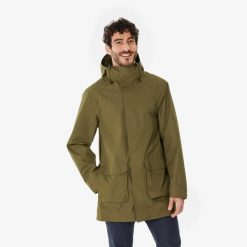 Second Life - Kurtka turystyczna męska Quechua NH500 wodoodp... - Stan Doskonały. Zielone kurtki QUECHUA, m, bez wzorów, z materiału, z kapturem. Za 149.99 zł.