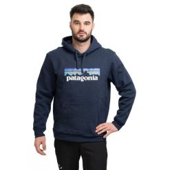 Bluza z kapturem męska P-6 Logo Uprisal Hoody. Niebieskie bluzy z kapturem Patagonia, m, bez wzorów, z kapturem. Za 309.99 zł.