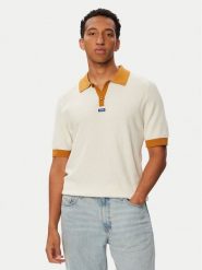 HUGO Polo Siablo 50564218 Kremowy Relaxed Fit. Białe koszulki polo Hugo, l, bez wzorów, z bawełny, bez kołnierzyka, bez ramiączek. Za 549.99 zł.