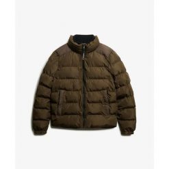 Kurtka puchowa Superdry. Brązowe kurtki Superdry, na zimę, m, bez wzorów, z puchu, bez kaptura. Za 518.40 zł.