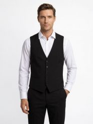 Finshley & Harding London modułowa kamizelka garniturowa - Wesdon Mężczyźni Slim Fit Sztuczne włókno czarny, 52. Czarne garnitury Finshley & Harding London, m, bez wzorów, z włókna. Za 349.95 zł.